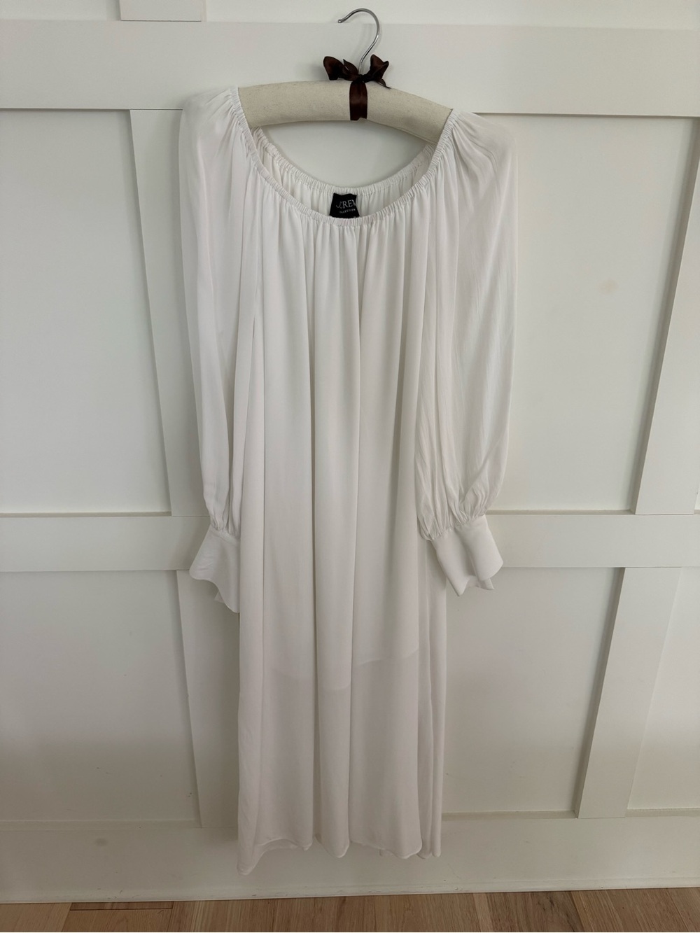 J. Crew White Long Sleeve Maxi Peasant Dress
